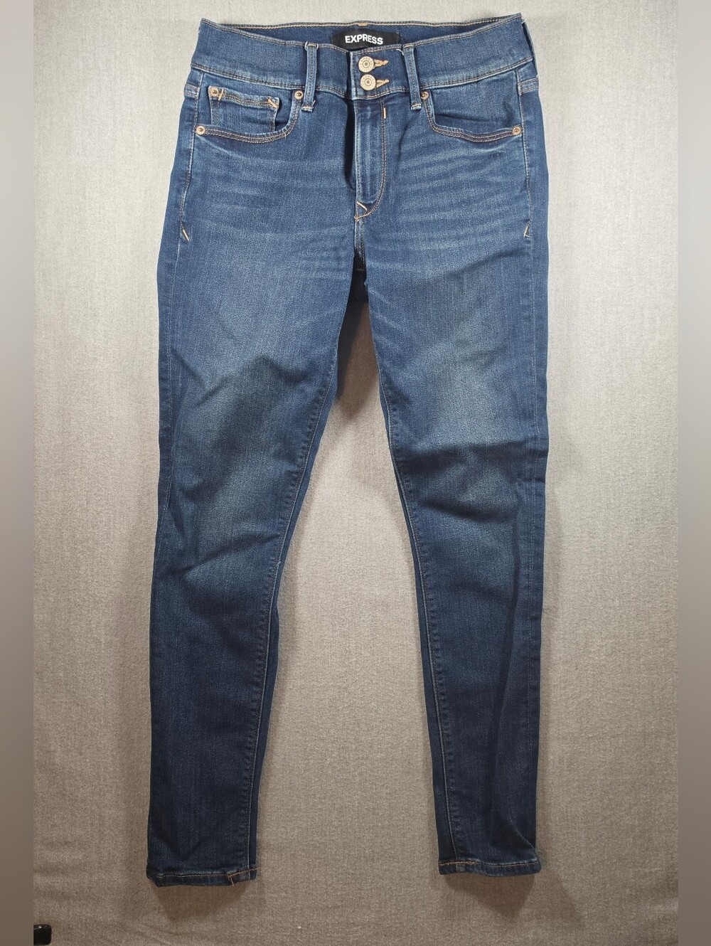 Express Women’s Dark Blue Stretch Performance Cropped Legging Jeans Size 4